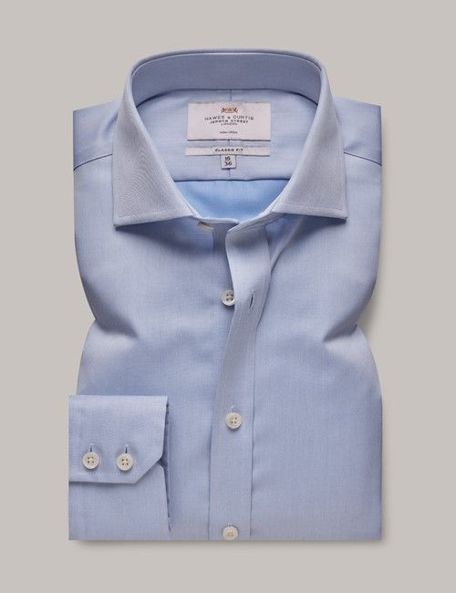 Non Iron Blue Twill Classic Fit Shirt - Windsor Collar-preview