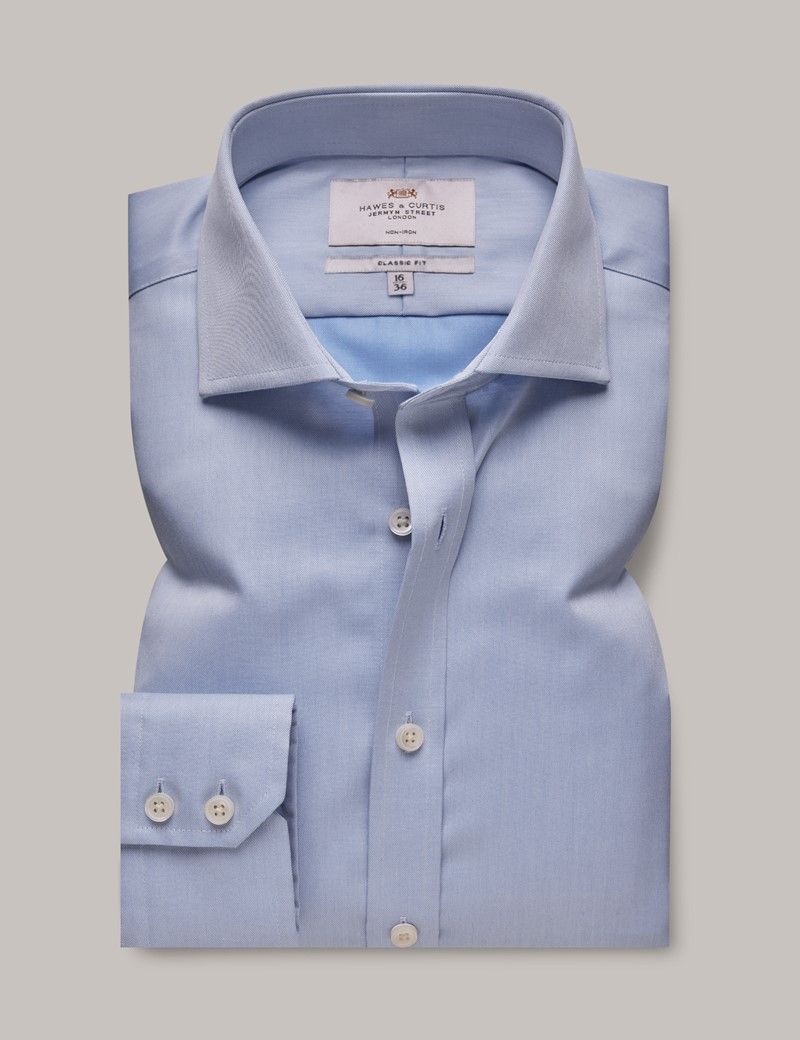 Classic Fit Blue Twill Non-Iron Shirt-preview