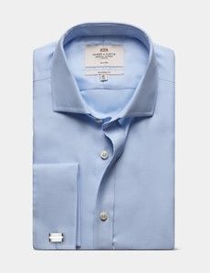 Classic Fit Blue Textured Weave Non-Iron Shirt
