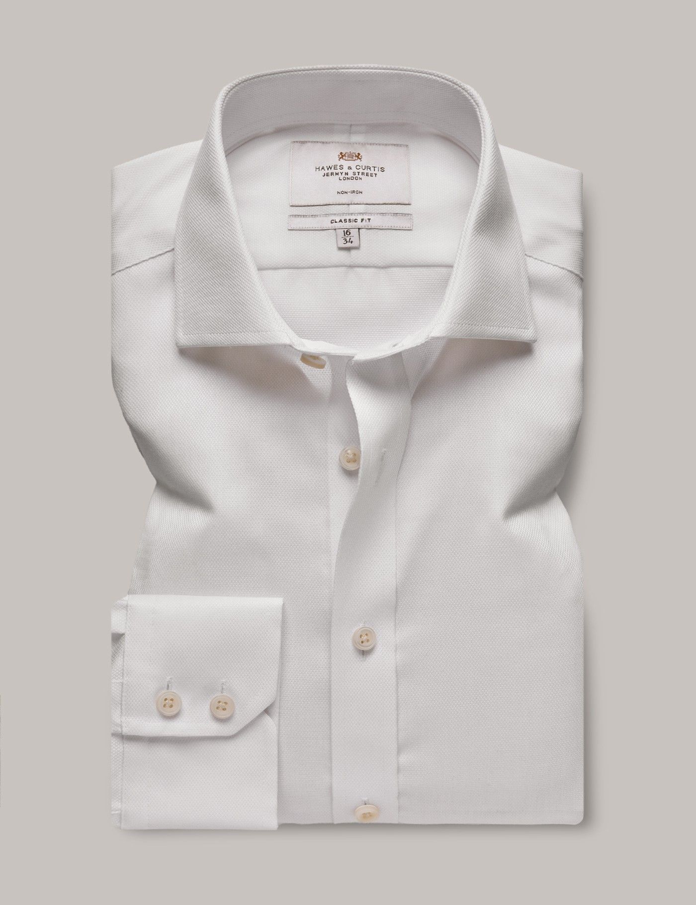 Classic Fit White Pique Non-Iron Shirt-preview