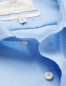 Classic Fit Blue & White Dogtooth Twill Non-Iron Shirt