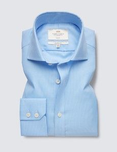 Classic Fit Blue & White Dogtooth Twill Non-Iron Shirt