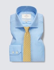 Classic Fit Blue & White Dogtooth Twill Non-Iron Shirt