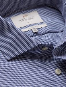 Classic Fit Navy & White Dogtooth Twill Non-Iron Shirt
