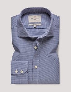 Classic Fit Navy & White Dogtooth Twill Non-Iron Shirt