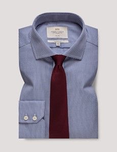 Classic Fit Navy & White Dogtooth Twill Non-Iron Shirt