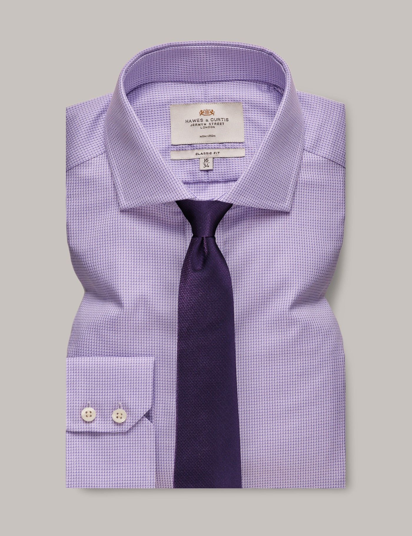 Men's Non-Iron Lilac & White Textured Weave Classic Shirt - Windsor ...