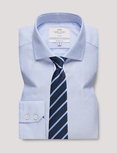 Non-Iron Blue & White Textured Weave Classic Shirt - Windsor Collar-preview2