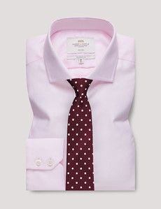 Non-Iron Pink & White Textured Weave Classic Shirt - Windsor Collar-preview2