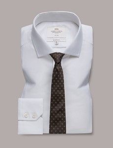 Non-Iron Grey & White Textured Weave Classic Fit Shirt - Windsor Collar-preview2