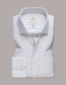 Non-Iron Grey & White Textured Weave Classic Fit Shirt - Windsor Collar-preview1