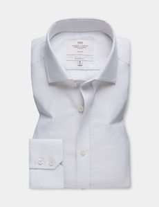 Classic Fit Grey & White Textured Weave Non-Iron Shirt