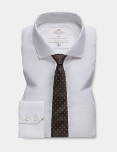 Classic Fit Grey & White Textured Weave Non-Iron Shirt