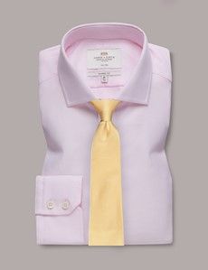 Non-Iron Pink & White Textured Weave Classic Fit Shirt - Windsor Collar-preview2