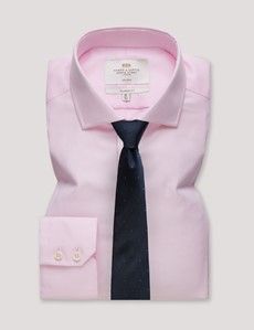 Classic Fit Pink & White Textured Weave Non-Iron Shirt
