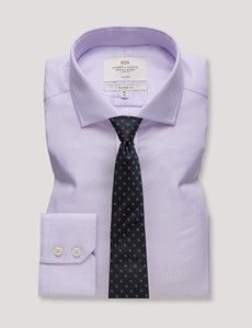 Classic Fit Lilac & White Textured Weave Non-Iron Shirt