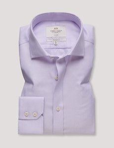 Classic Fit Lilac & White Textured Weave Non-Iron Shirt