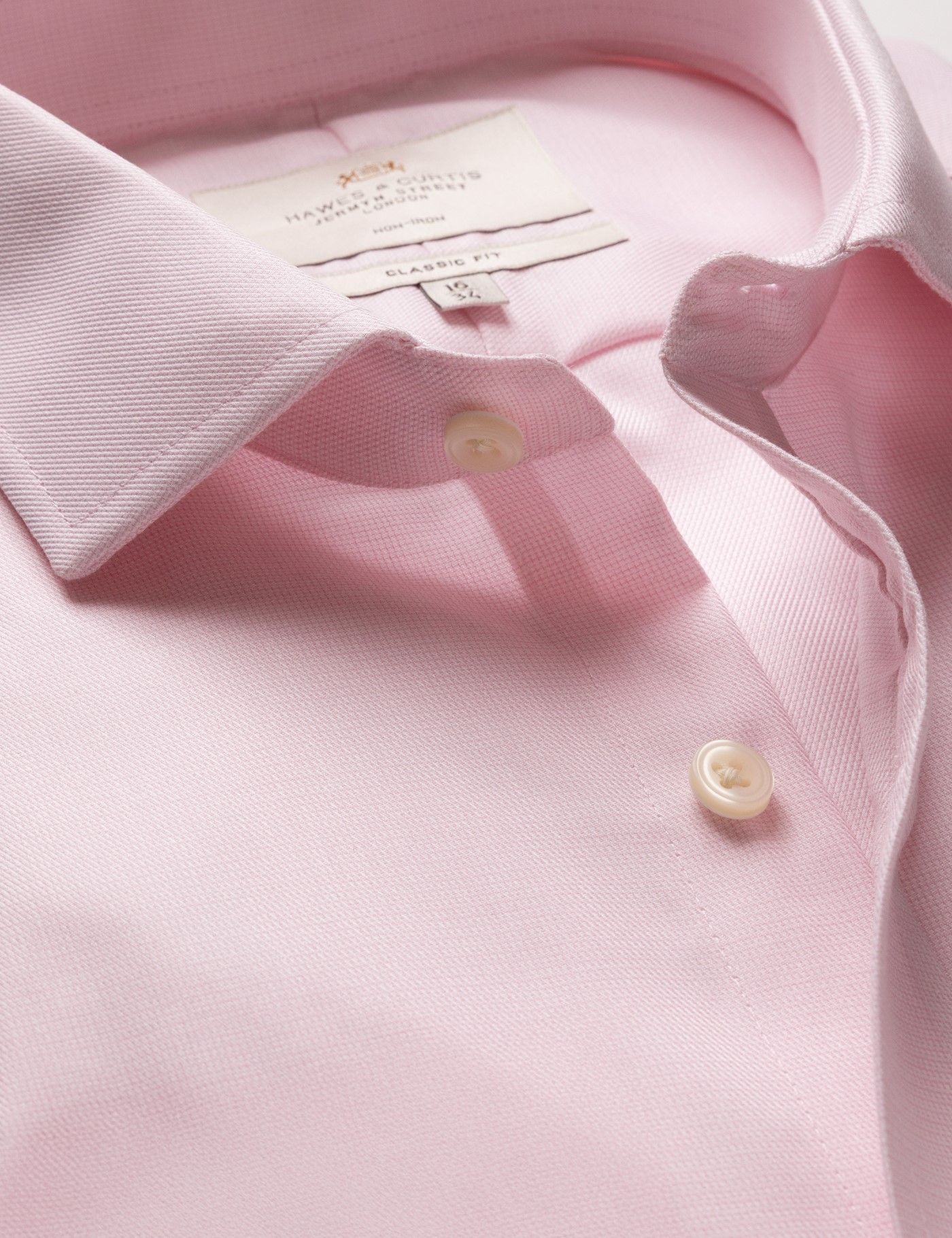 Classic Fit Pink & White Textured Weave Non-Iron Shirt