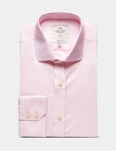 Classic Fit Pink & White Textured Weave Non-Iron Shirt