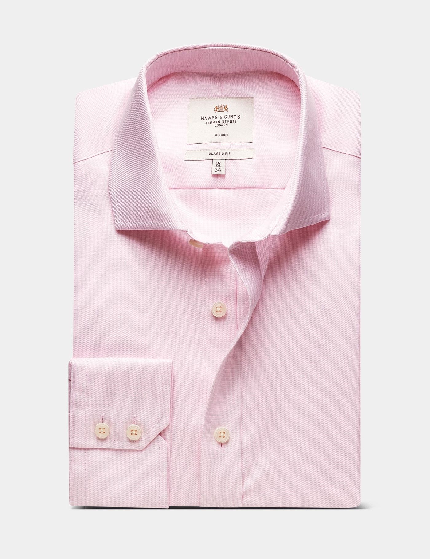 Classic Fit Pink & White Textured Weave Non-Iron Shirt-preview