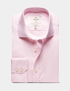 Classic Fit Pink & White Textured Weave Non-Iron Shirt