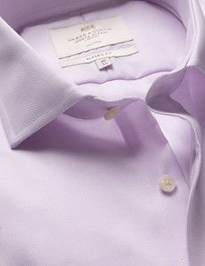 Classic Fit Lilac & White Textured Weave Non-Iron Shirt