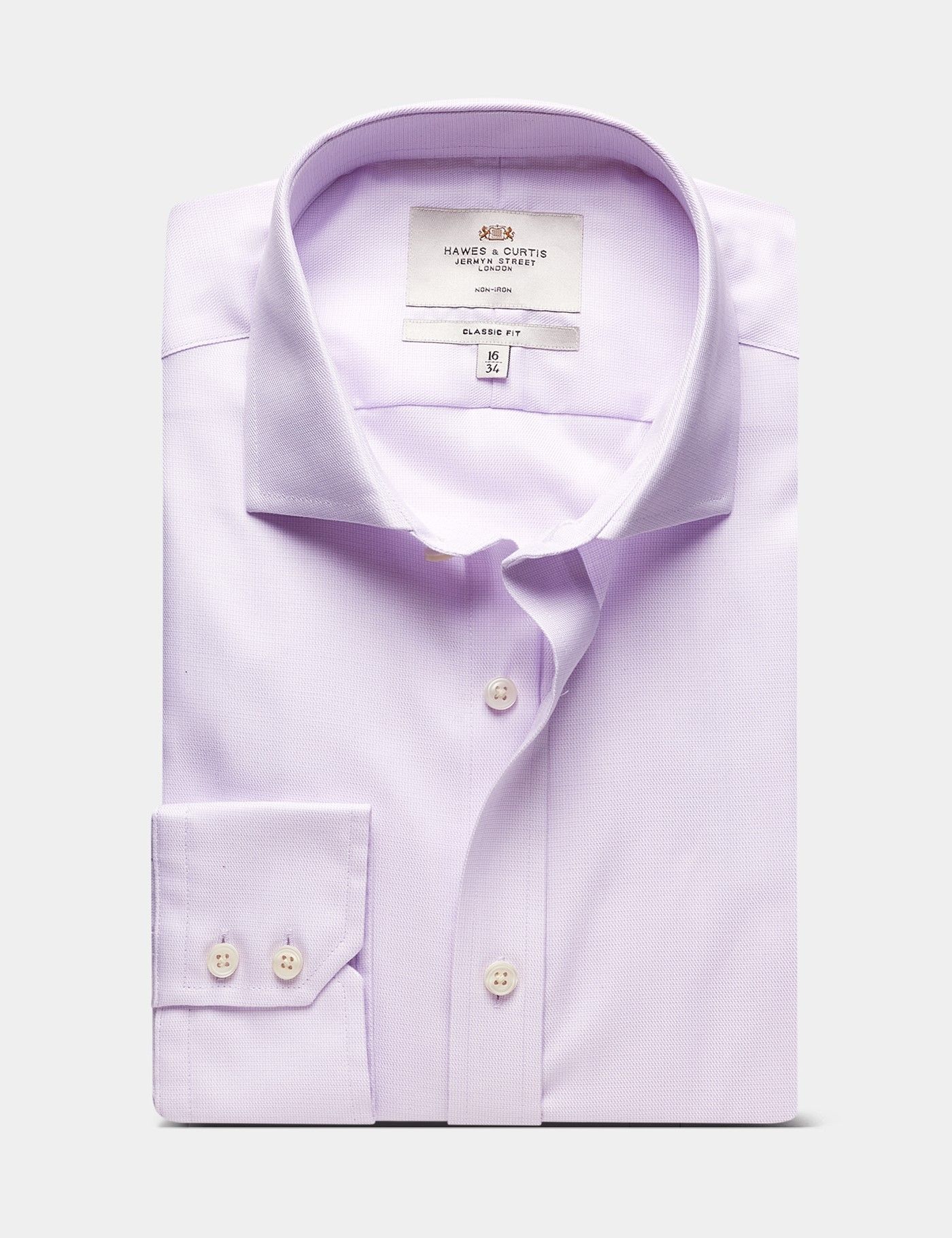 Classic Fit Lilac & White Textured Weave Non-Iron Shirt-preview