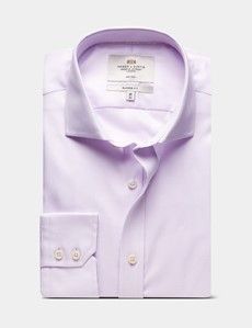 Classic Fit Lilac & White Textured Weave Non-Iron Shirt