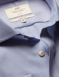 Classic Fit Royal & White Textured Weave Non-Iron Shirt