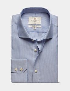 Classic Fit Royal & White Textured Weave Non-Iron Shirt