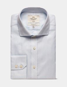 Classic Fit Light Blue & White Textured Weave Non-Iron Shirt