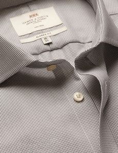 Classic Fit Grey & White Textured Weave Non-Iron Shirt