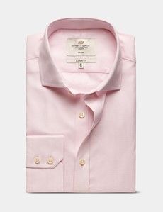 Classic Fit Pink & White Textured Weave Non-Iron Shirt