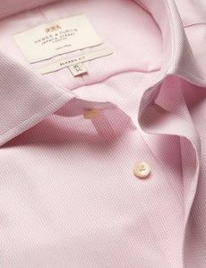 Classic Fit Pink & White Textured Weave Non-Iron Shirt