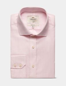 Classic Fit Pink & White Textured Weave Non-Iron Shirt