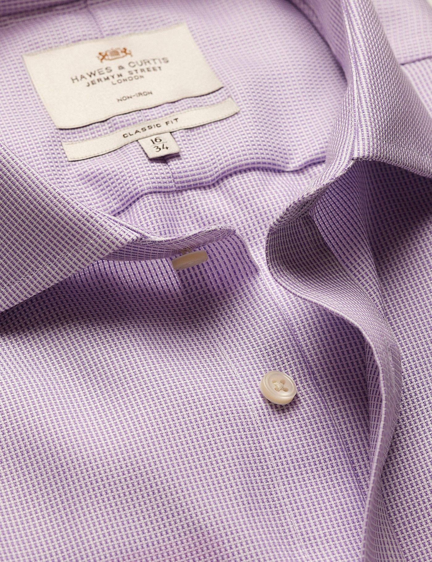 Men's Classic Fit Lilac & White Textured Weave Non-Iron Shirt | Hawes ...