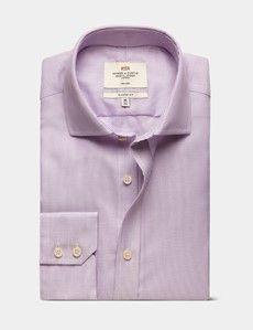 Classic Fit Lilac & White Textured Weave Non-Iron Shirt