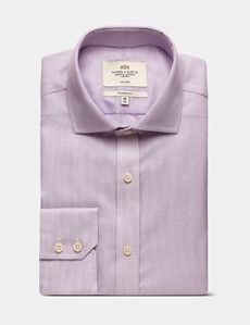 Classic Fit Lilac & White Textured Weave Non-Iron Shirt