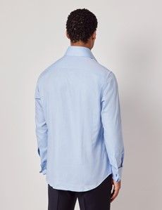 Blue Twill Slim Shirt - High Collar - French Cuff-preview3