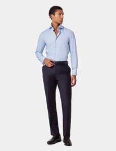 Slim Fit Blue Twill Curtis Shirt