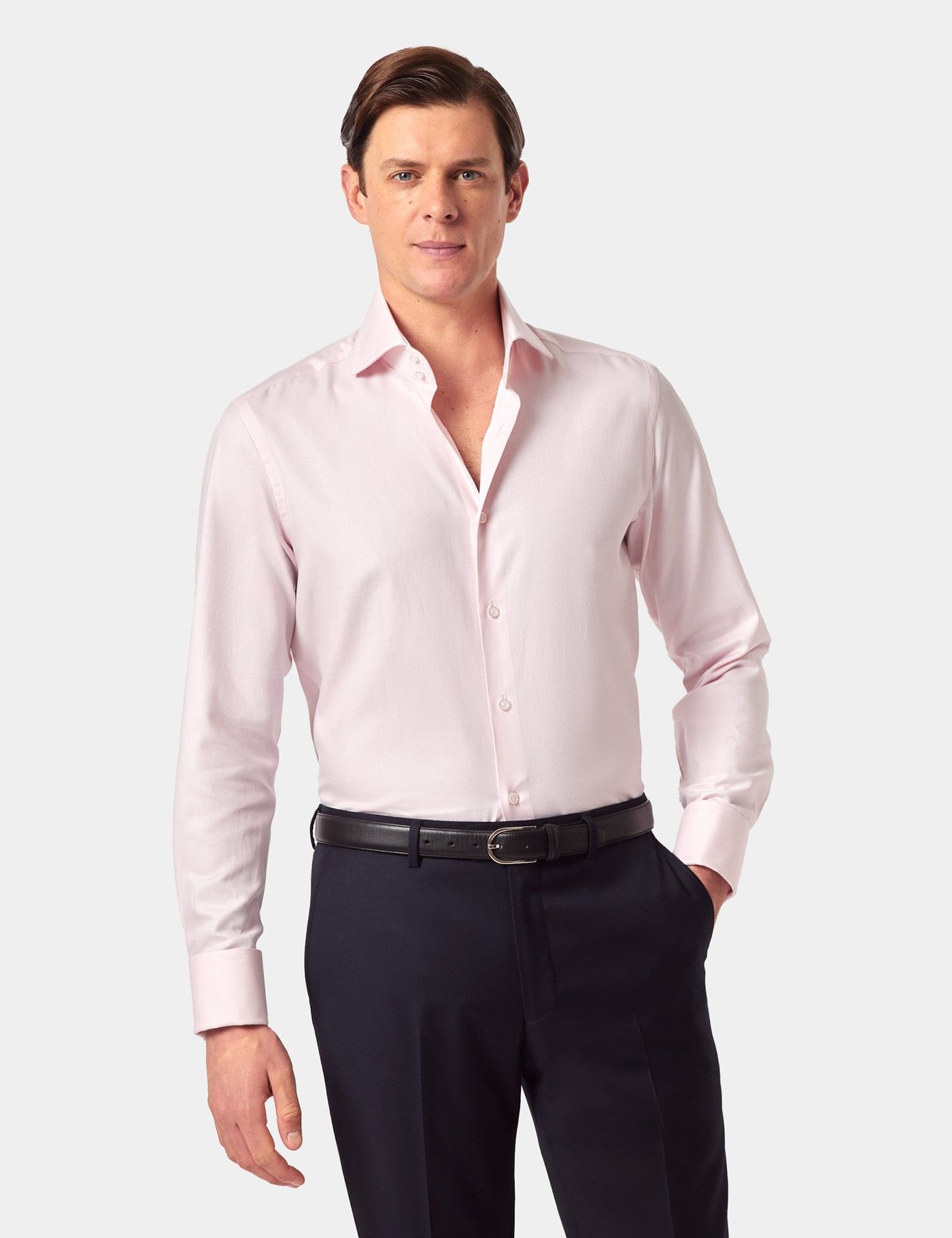 Slim Fit Pink Twill Slim Shirt