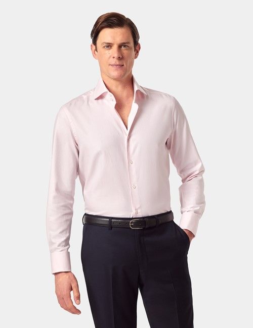 Pink Twill Slim Shirt - High Collar - French Cuff