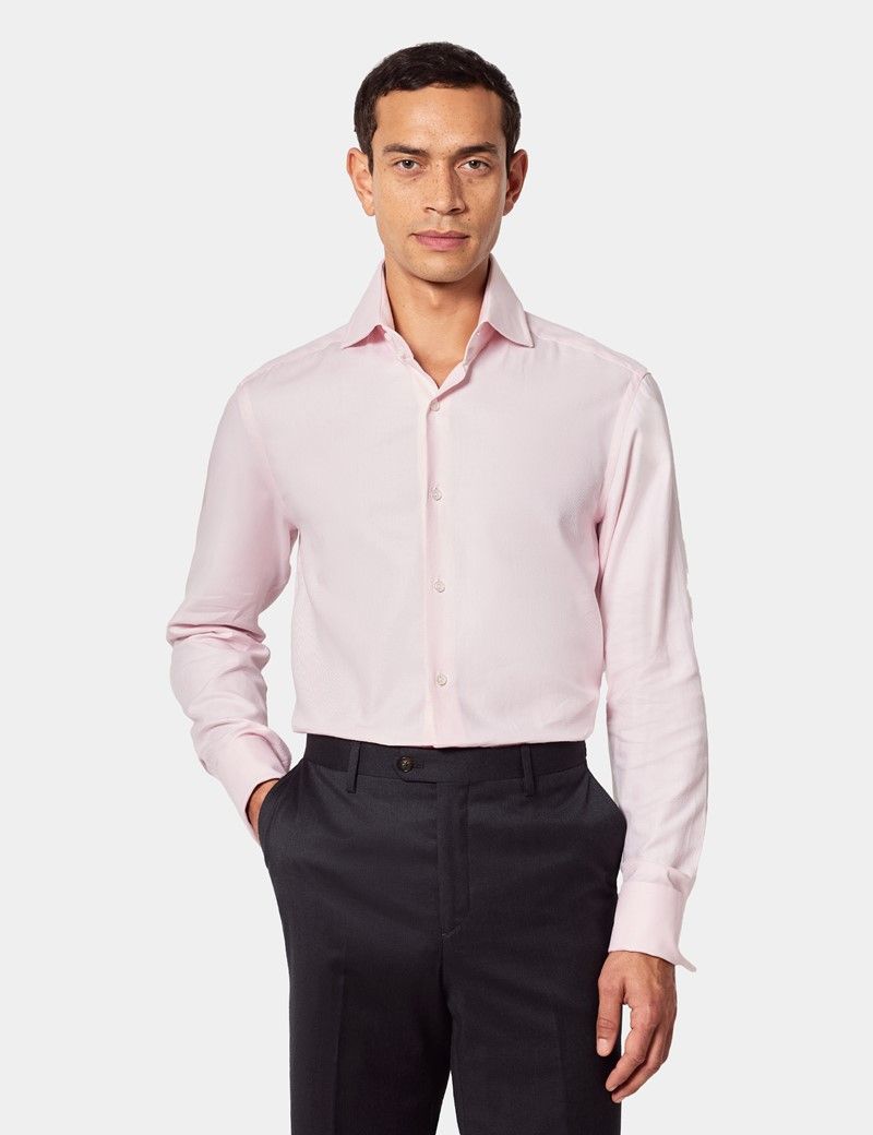 Slim Fit Pink Twill Slim Shirt