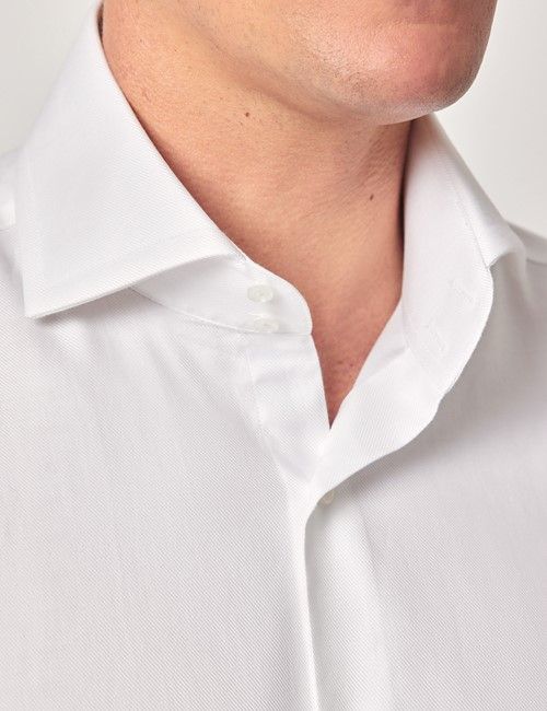 White Twill Slim Shirt - High Collar - French Cuff-preview