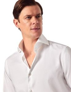 White Twill Slim Shirt - High Collar - French Cuff-preview2