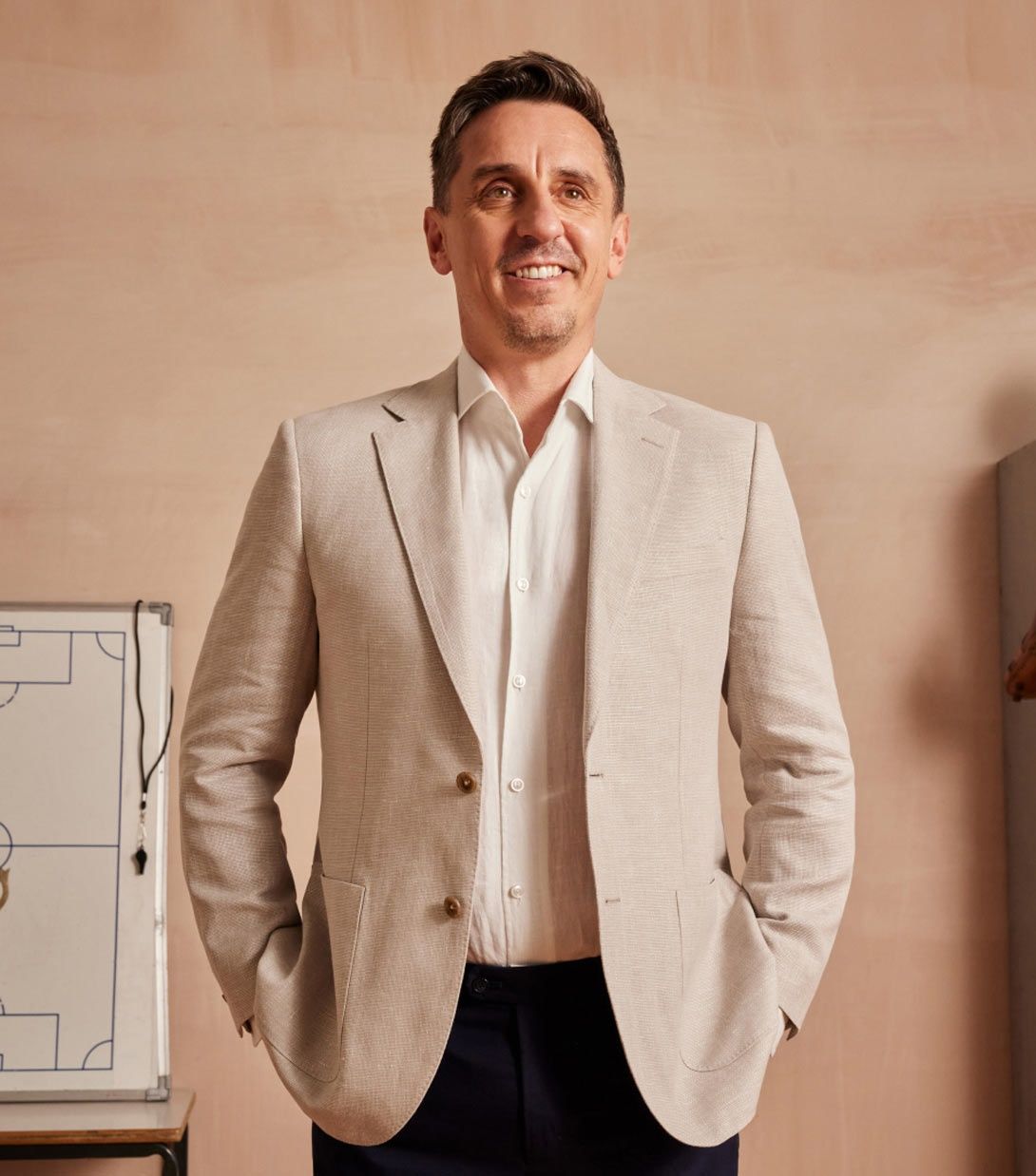 Garry Neville - Navy Cotton-Linen Trousers