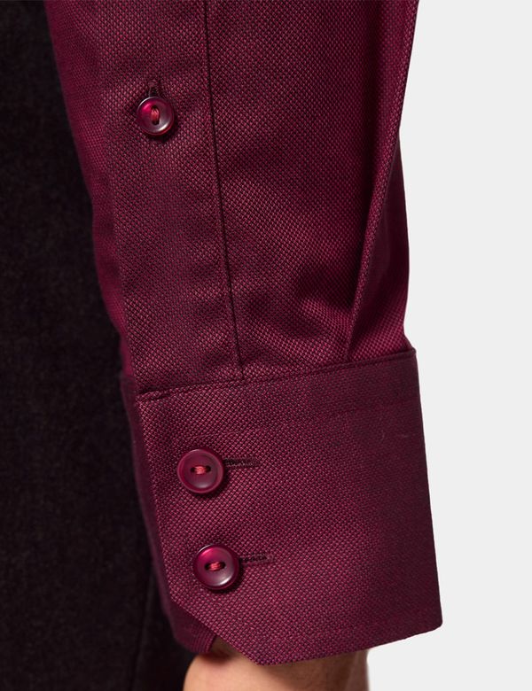Camicia TOM TAILOR Uomo Slim Fit A Righe Sottili: Cotone Strutturato, Colore Rosso, Manica Lunga Con Colletto Kent