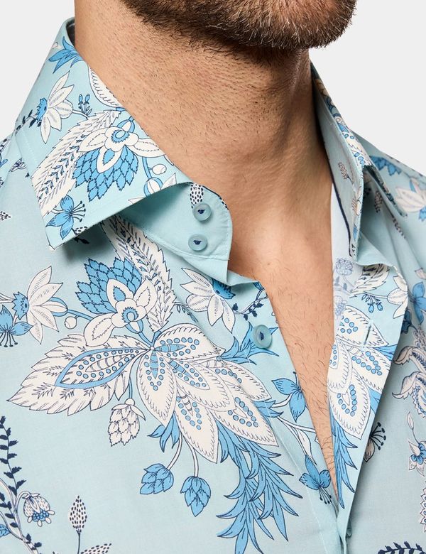 aqua blue dress shirt Le Club Andrew Button Shirt main image 1