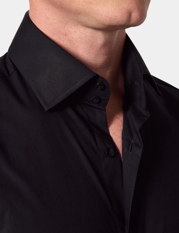 Men's Black Slim Shirt - Mid-Collar | Hawes & Curtis