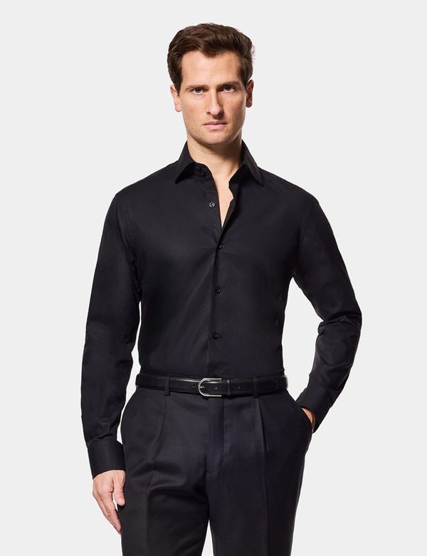 mens black slim fit dress shirt Kenneth Cole Men's Solid Slim Fit Performance Shirt - Black